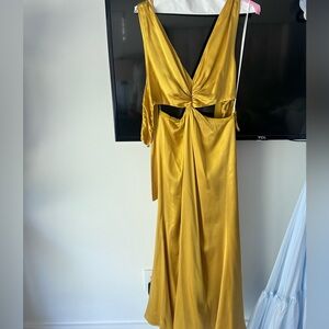 Reformation Gold Backless Dress